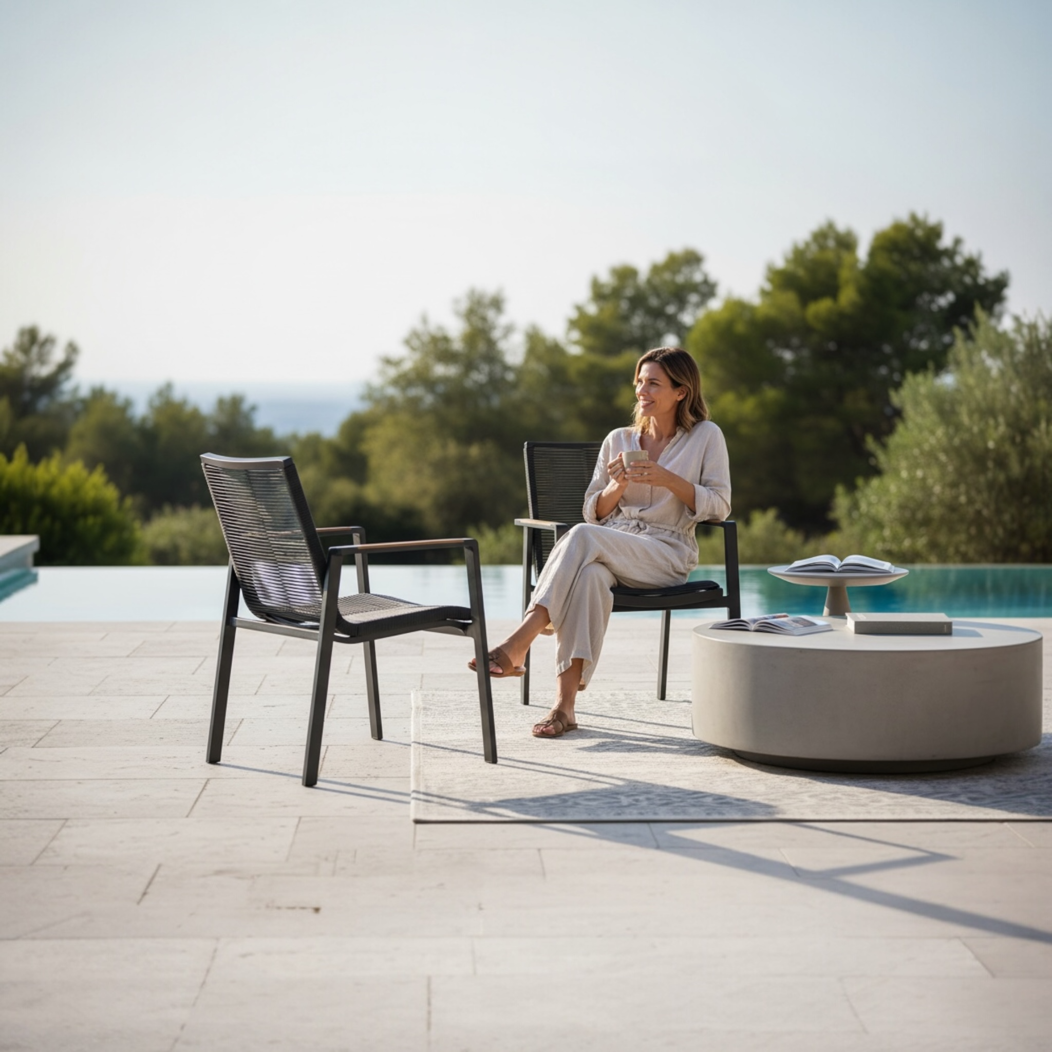 Fauteuil de restaurant extérieur en aluminium empilable - NOFFY