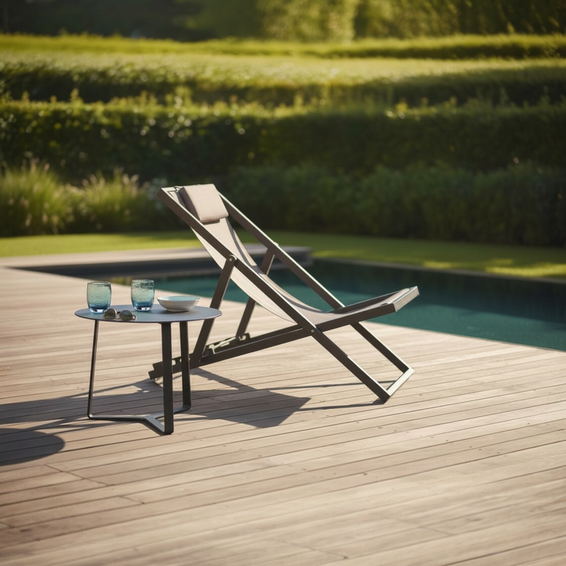 Chilienne, Chaise longue de jardin en aluminium - KASSY NOIR