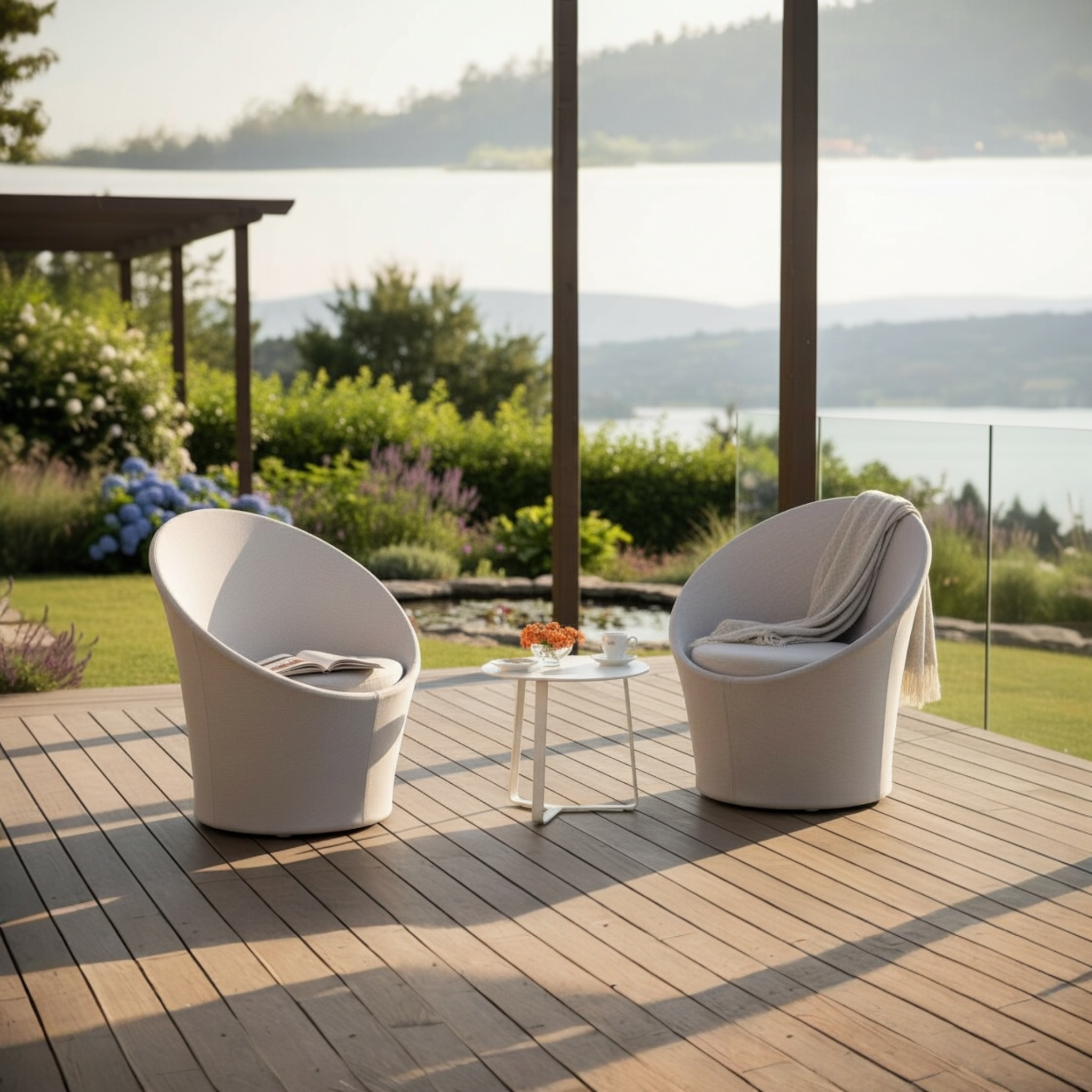 Duo de salon de jardin blanc - LUNA