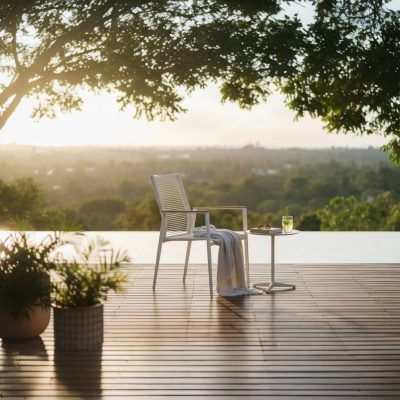 Chaise repas jardin empilable en aluminium ( lot de 2) - VÉNUS