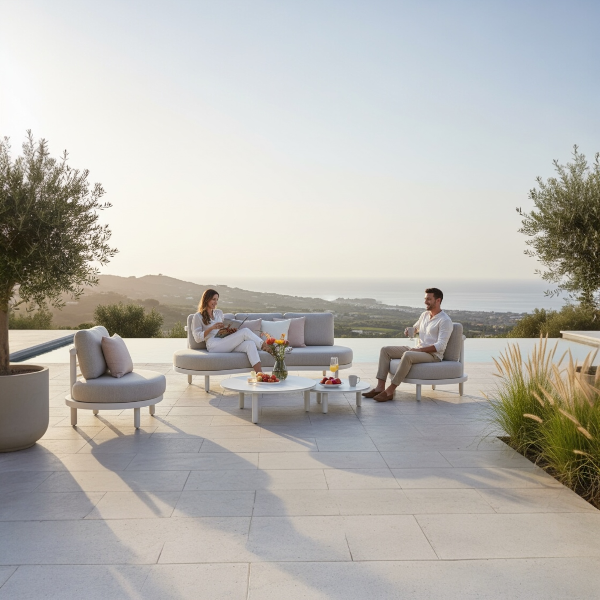 Canapé de jardin extérieur design aluminium - AMBRE BLANC