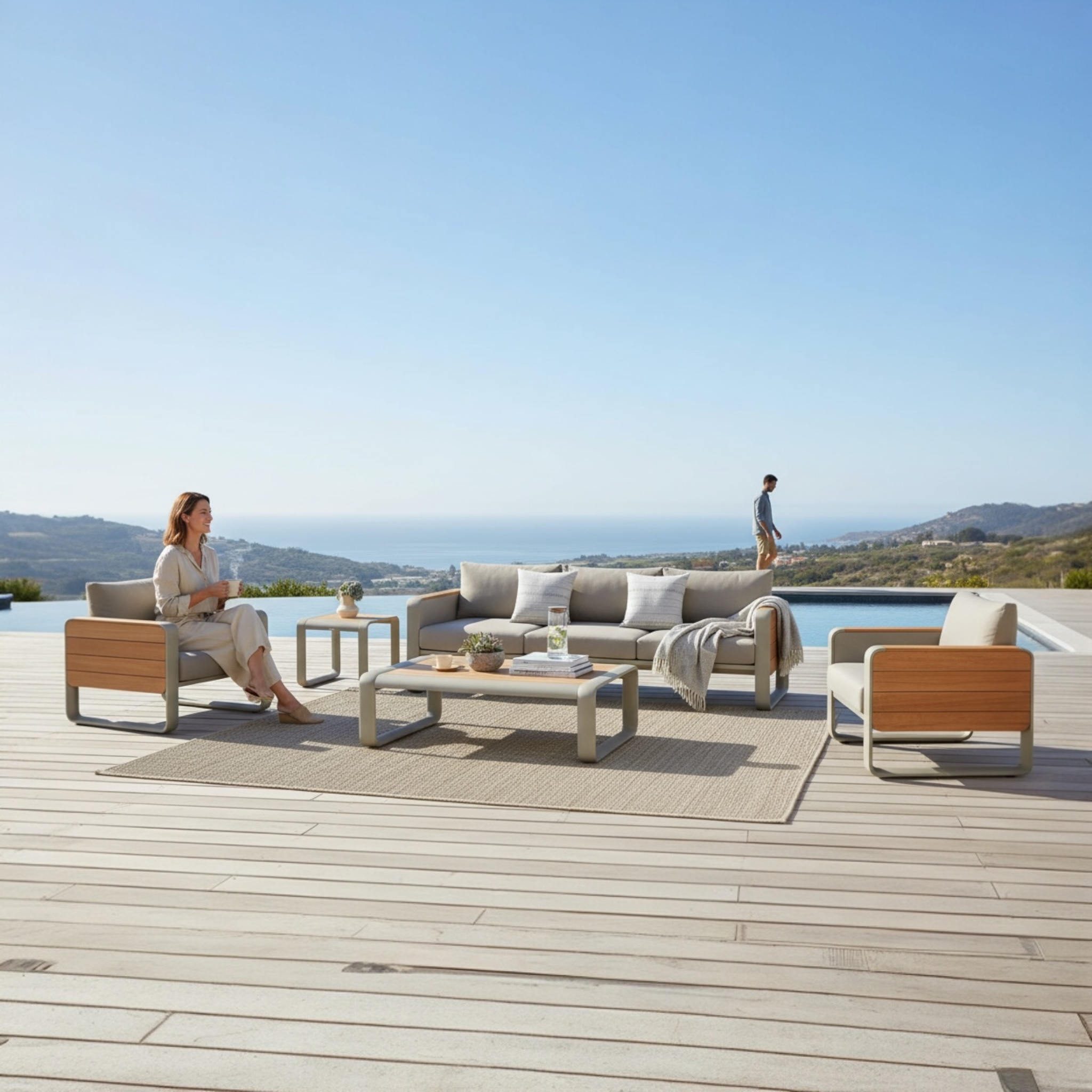 Mobilier de jardin en aluminium et en teck - TALIA