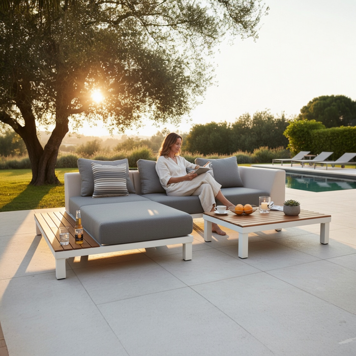 Salon de jardin en aluminium et en teck haut de gamme - ORSY MINI
