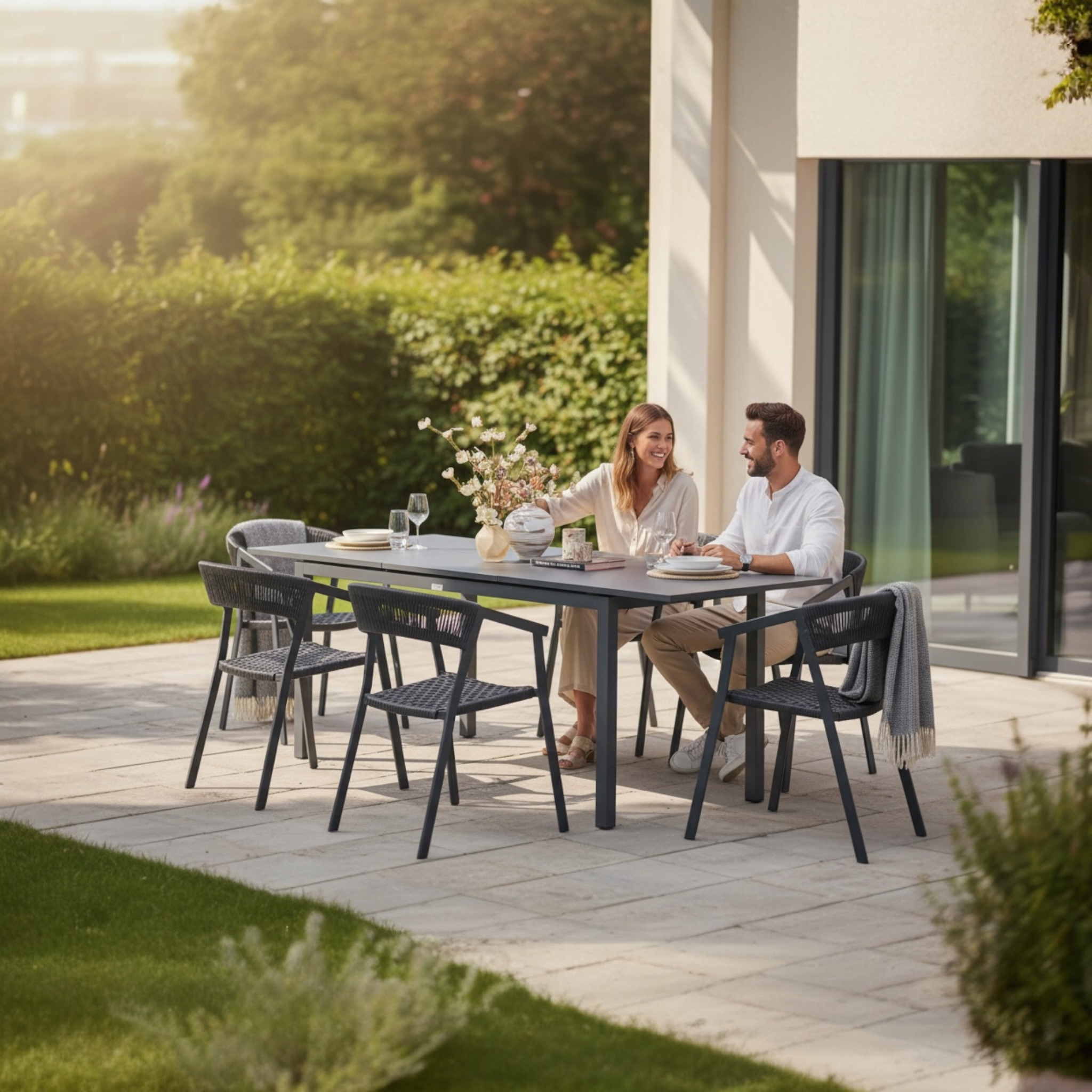 Table extensible en aluminium noir - LOU MINI