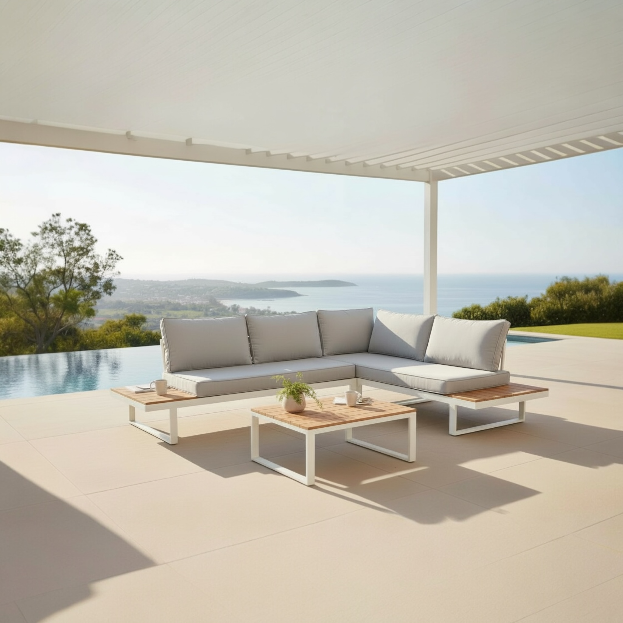 Salon de jardin en aluminium - STACY BLANC