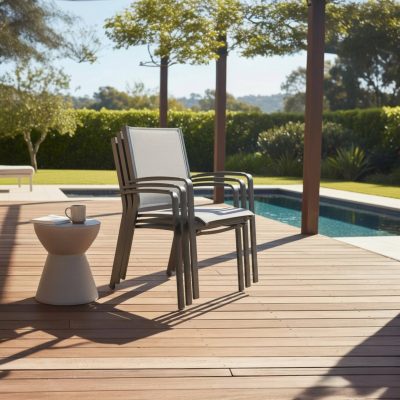 Fauteuil repas empilable en aluminium - NORY PLUS NOIR (lot de 6)
