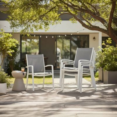 Fauteuil repas empilable en aluminium - NORY PLUS BLANC (lot de 6)