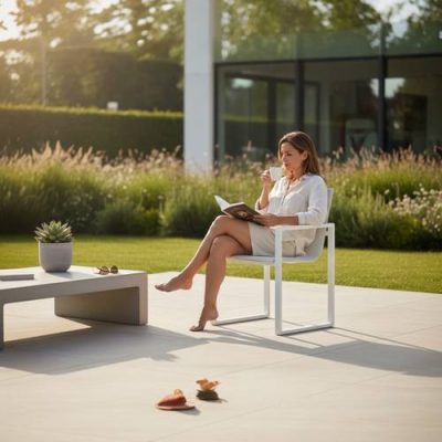 Chaise de jardin design en aluminium - COMO blanc (lot de 2)