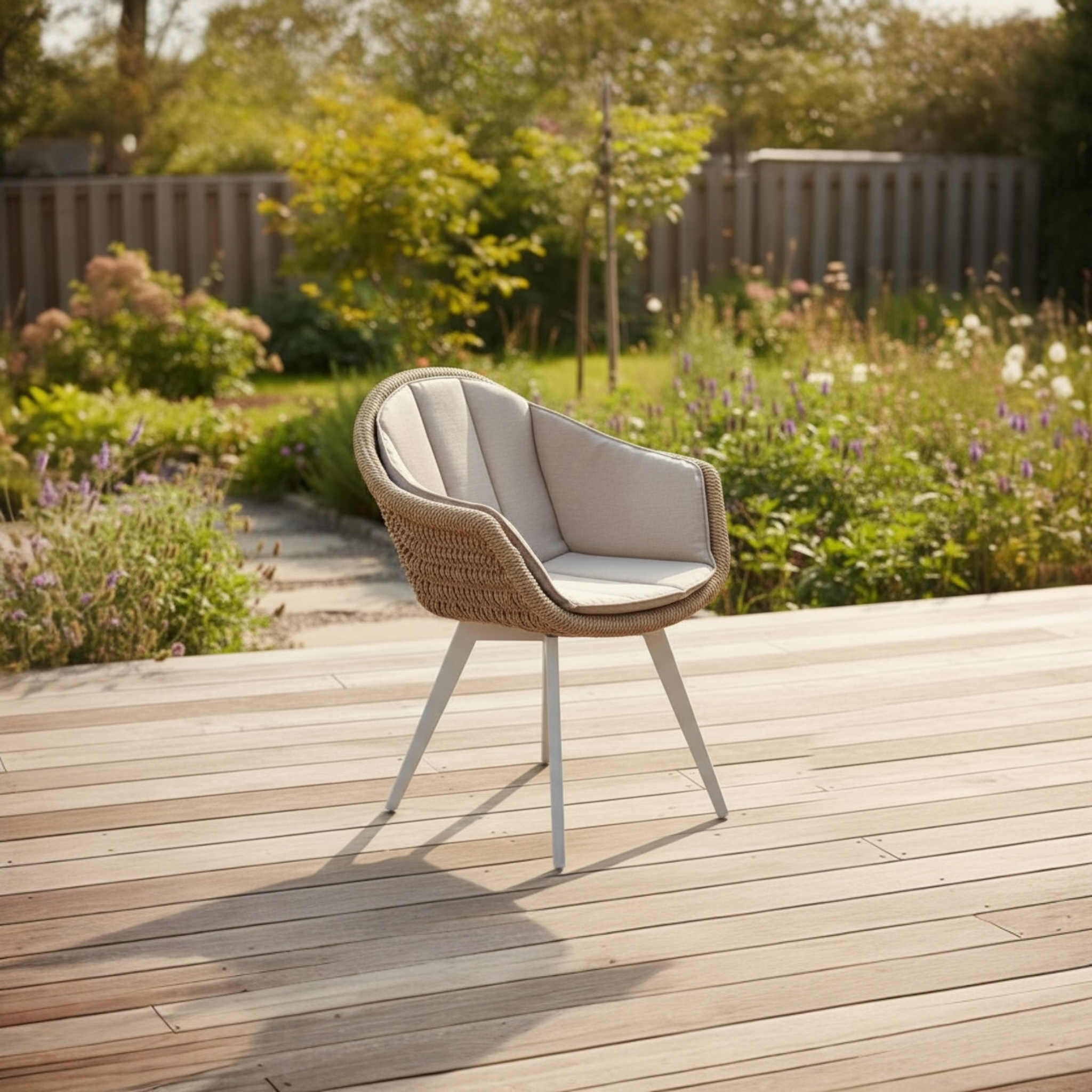 Fauteuil repas de jardin en aluminium et résine coussins AGORA (lot de 2) -  MILO