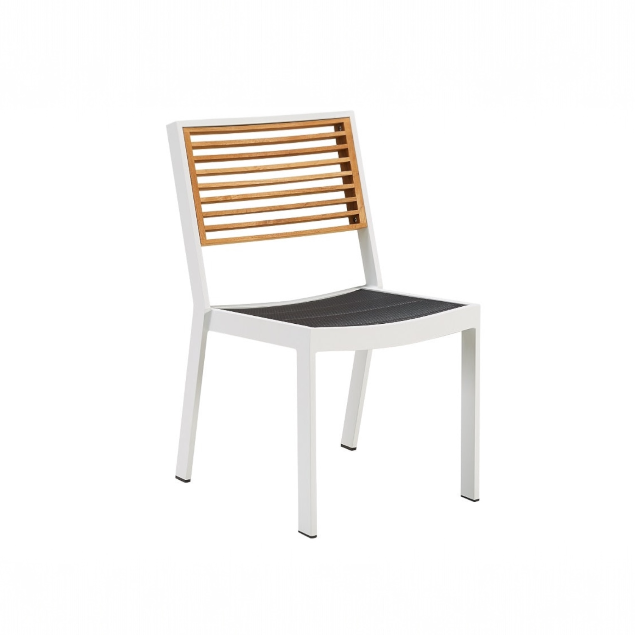 Chaise repas extérieur empilable en aluminium et teck - YORK BLANC