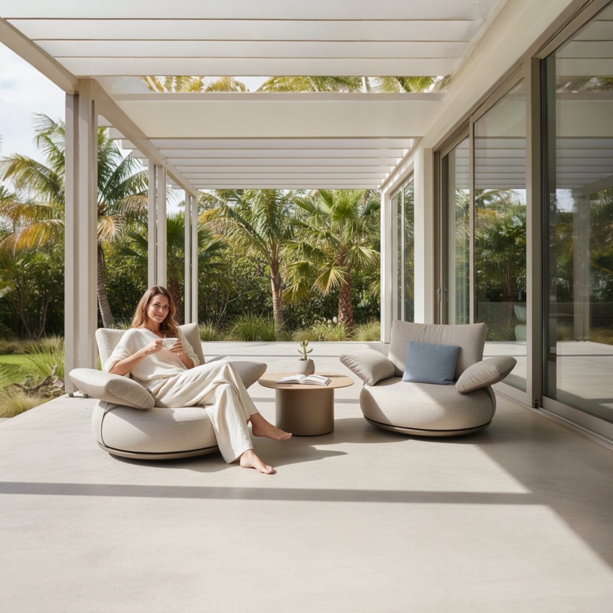 Duo de fauteuil de jardin design en aluminium  - ELYO