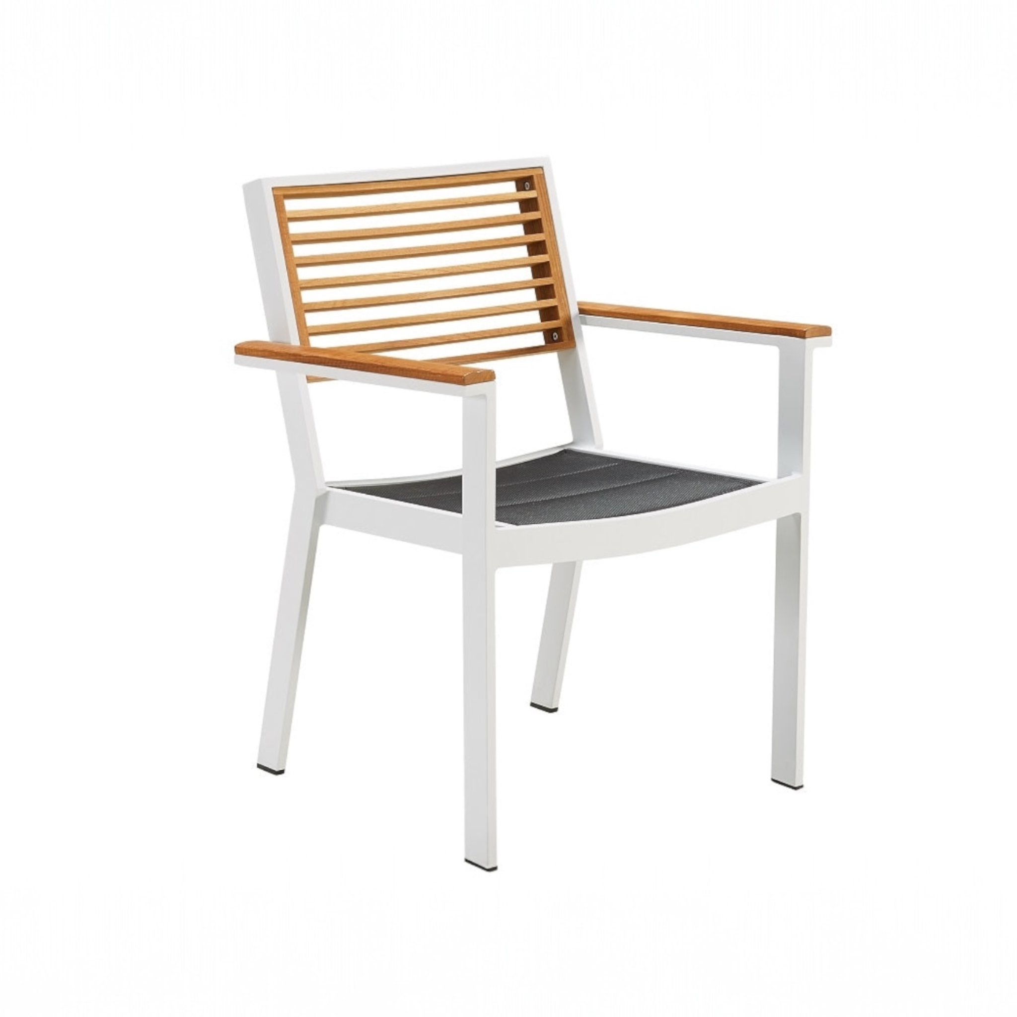 Fauteuil de repas extérieur aluminium et teck - YORK BLANC