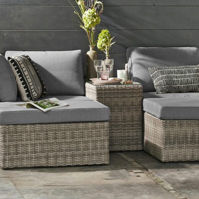 Salon de jardin modulable résine tressée - JADE dégradé gris foncé