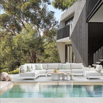 Grand Salon de jardin moderne modulable aluminium haut de gamme - IRIS