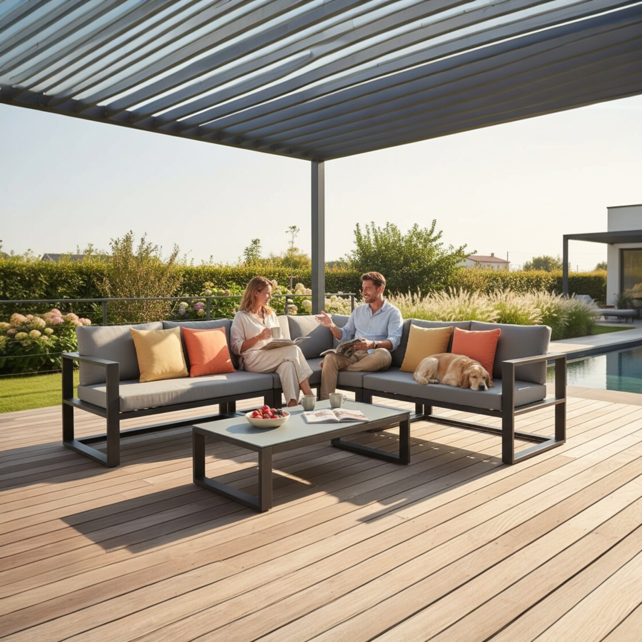 Salon de jardin modulable aluminium - BELLY COSY NOIR