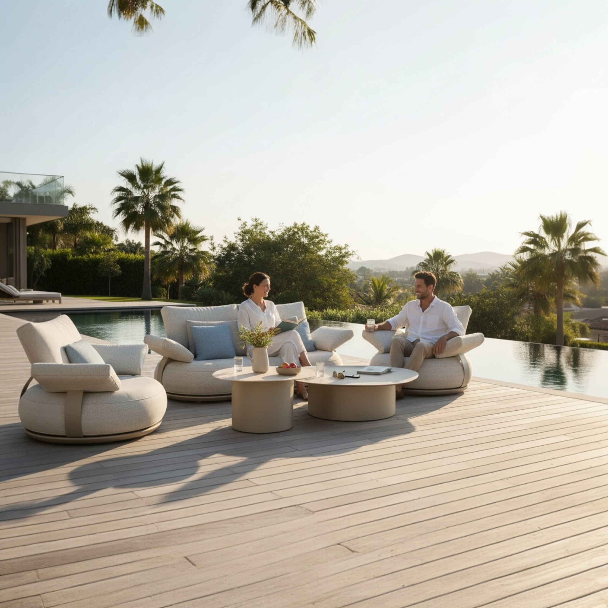 Salon de jardin modulable luxe design en aluminium 4 places -  ELYO