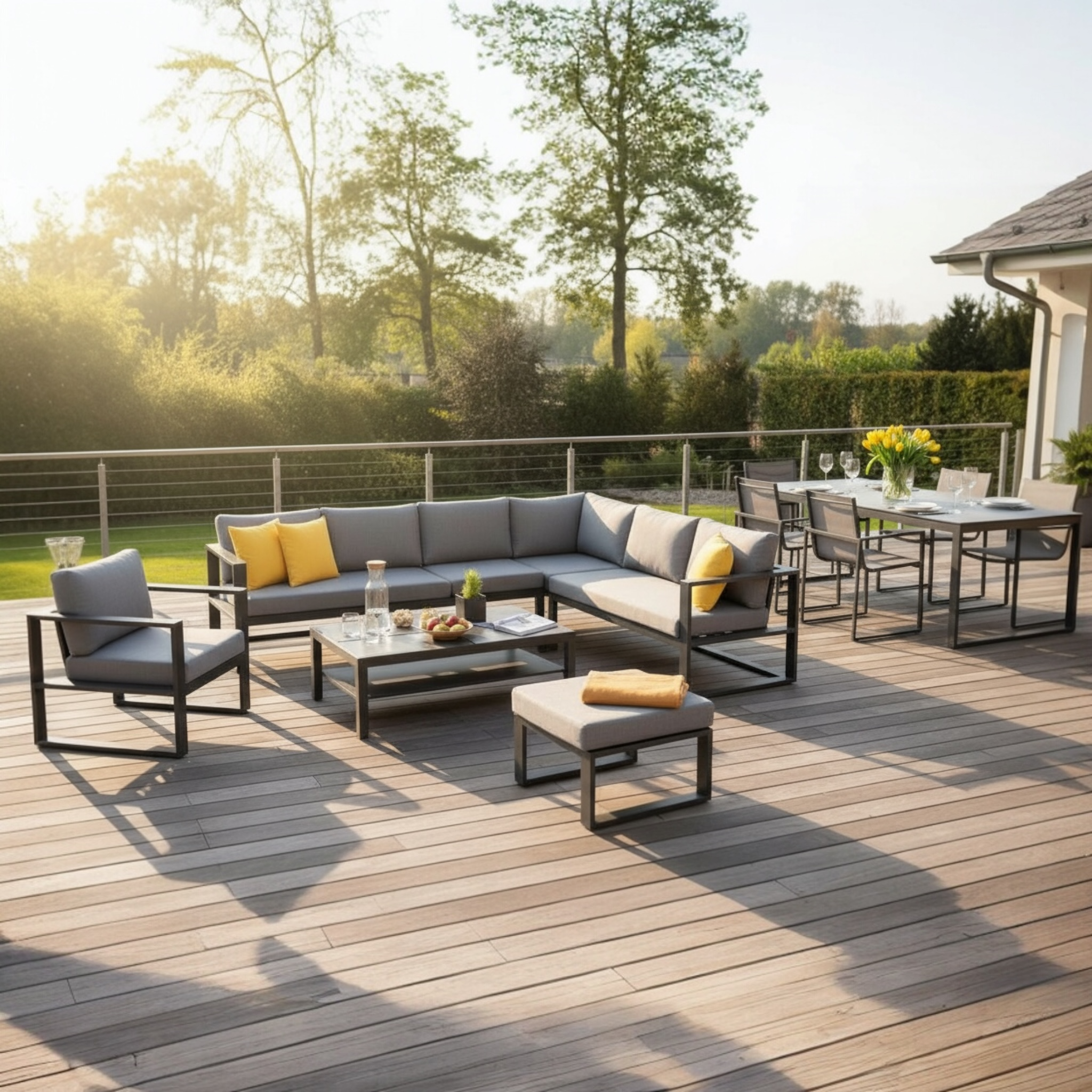 Ensemble salon de jardin d'angle en aluminium - BELLY COOL NOIR