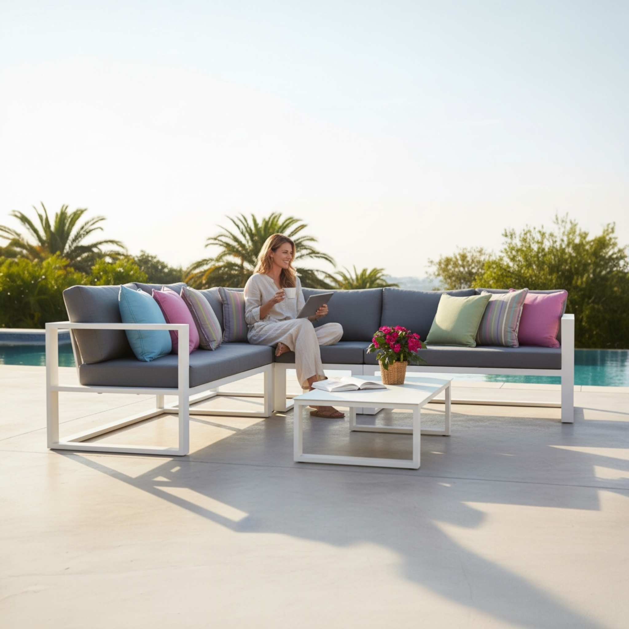 Canapé de jardin design en aluminium haut de gamme - BELLY COSY