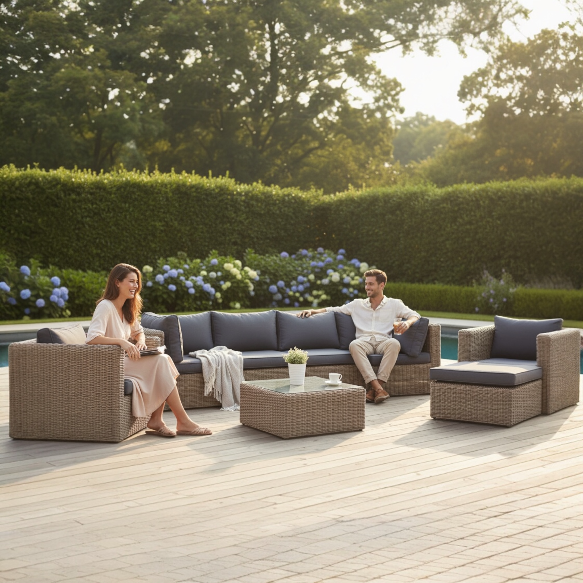 Salon de jardin modulable résine tressée ronde - LIBERTY COOL PLUS OSIER