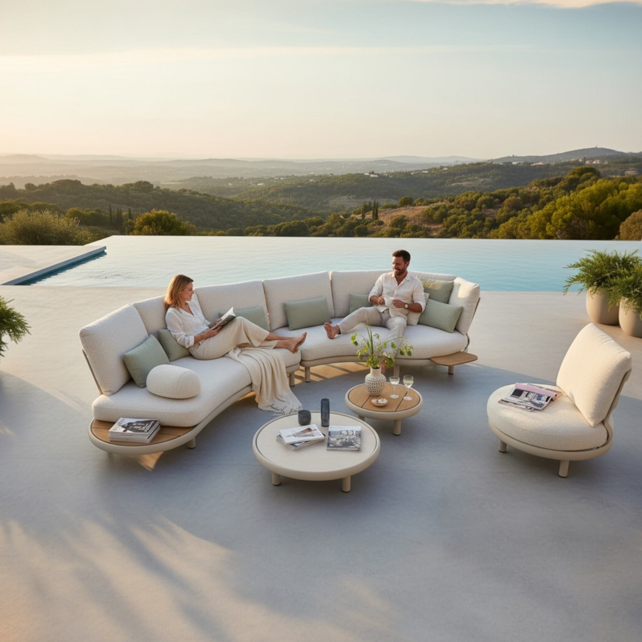 Salon de jardin luxe en aluminium by designer Belge - ROSA