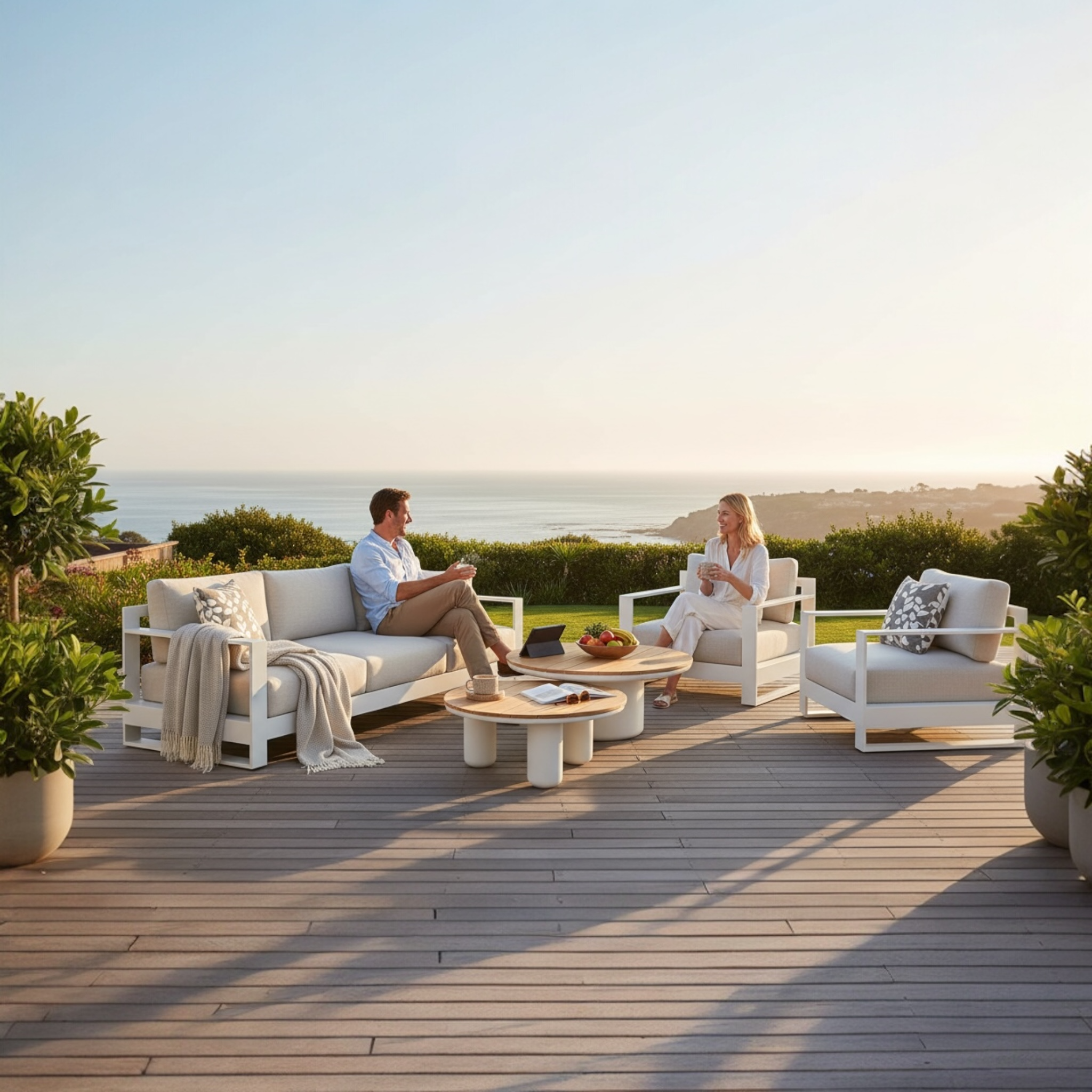 Salon  canapé de jardin design aluminium haut de gamme - IRIS BIS
