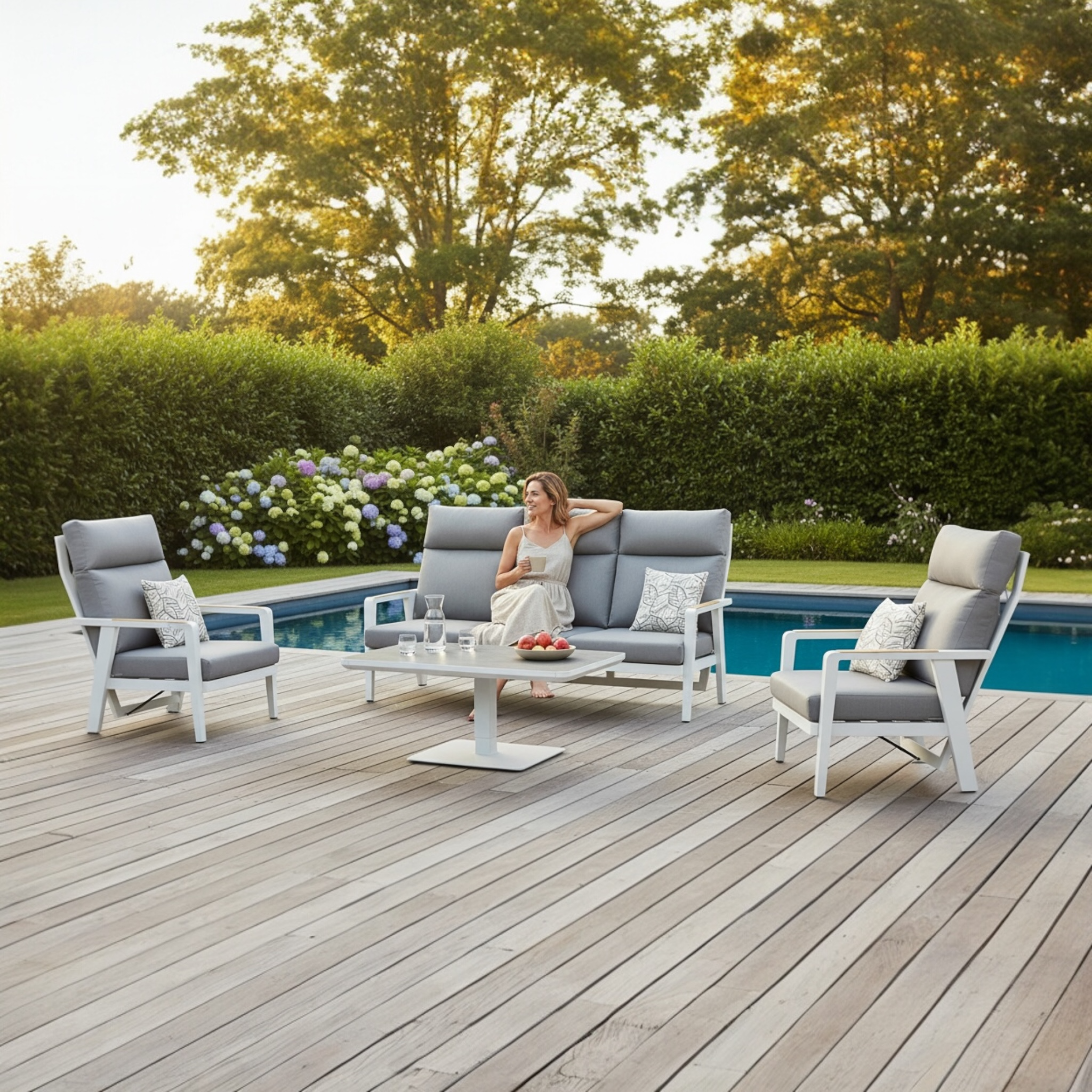 Salon de jardin aluminium dossier inclinable - MARIUS