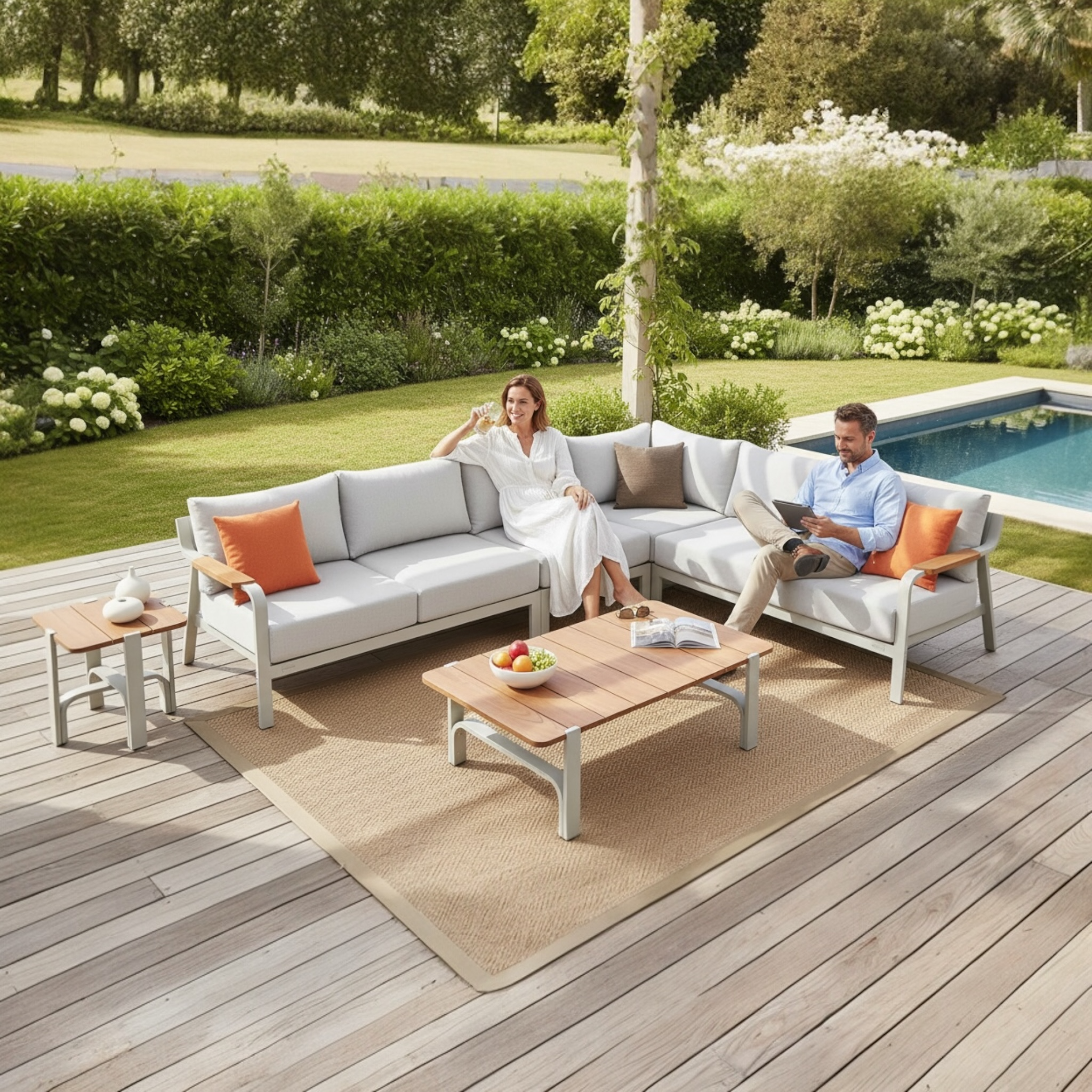 Canapé de jardin d'angle en aluminium - VISCOUNTI