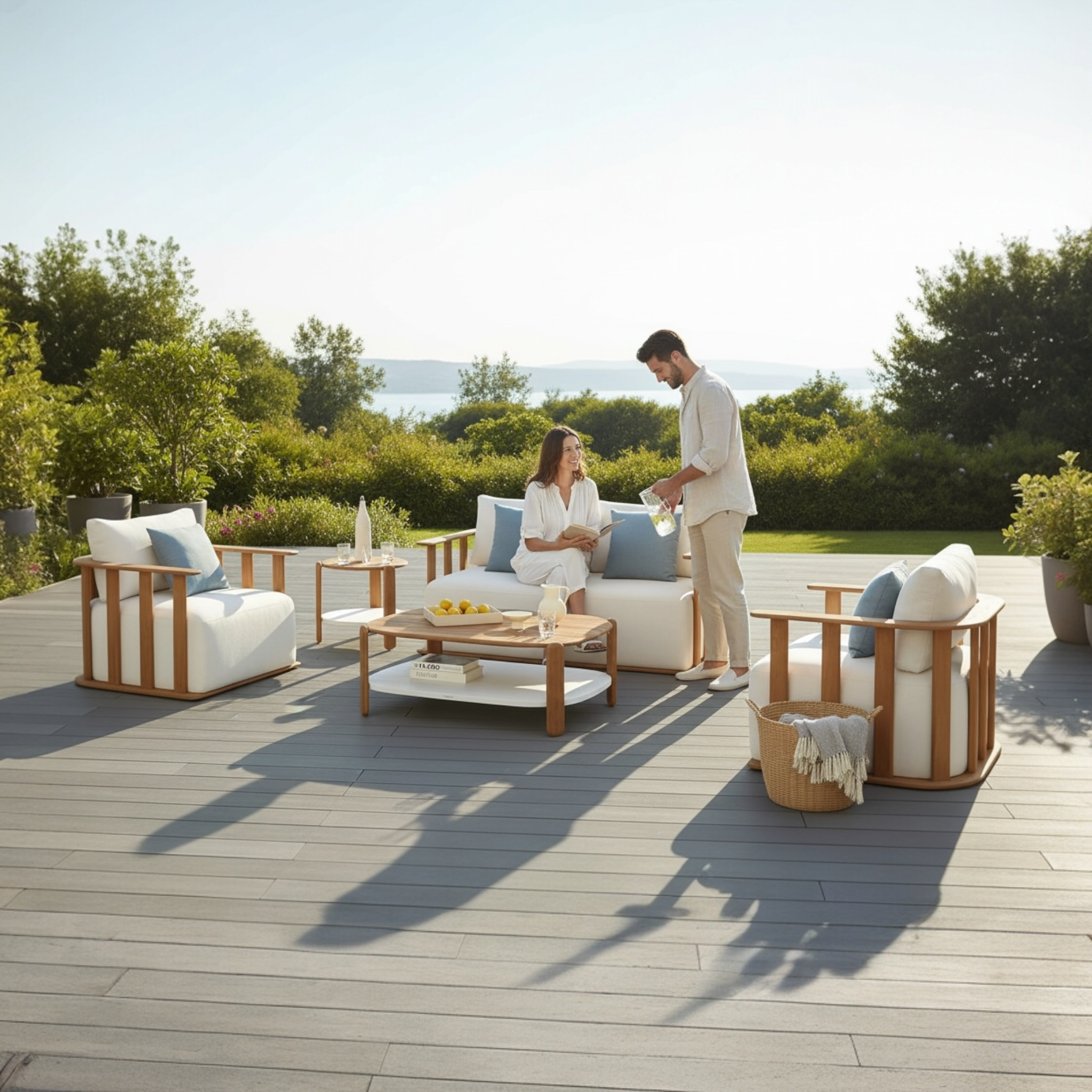 Salon de jardin haut de gamme en teck massif 4 places  - ROMA