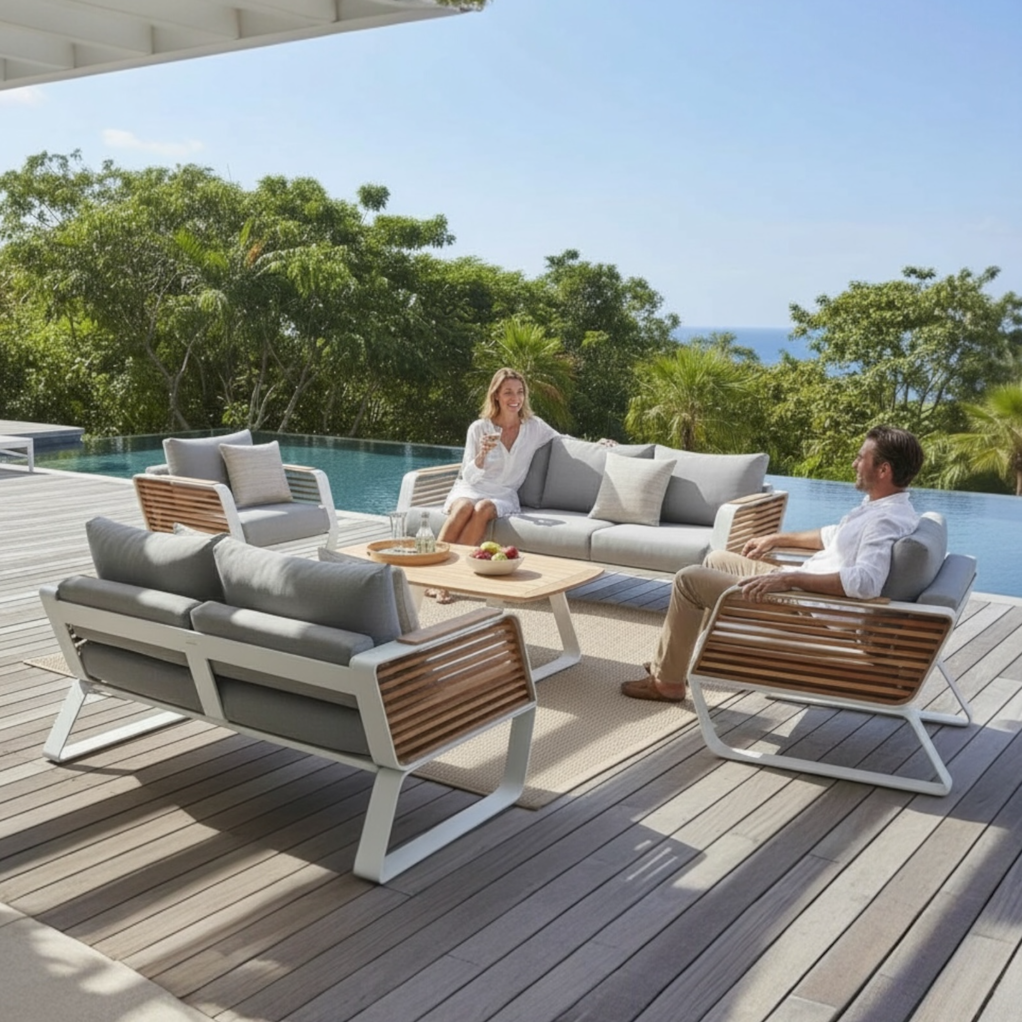 Salon de jardin luxe design en aluminium 7 places - AILY XL