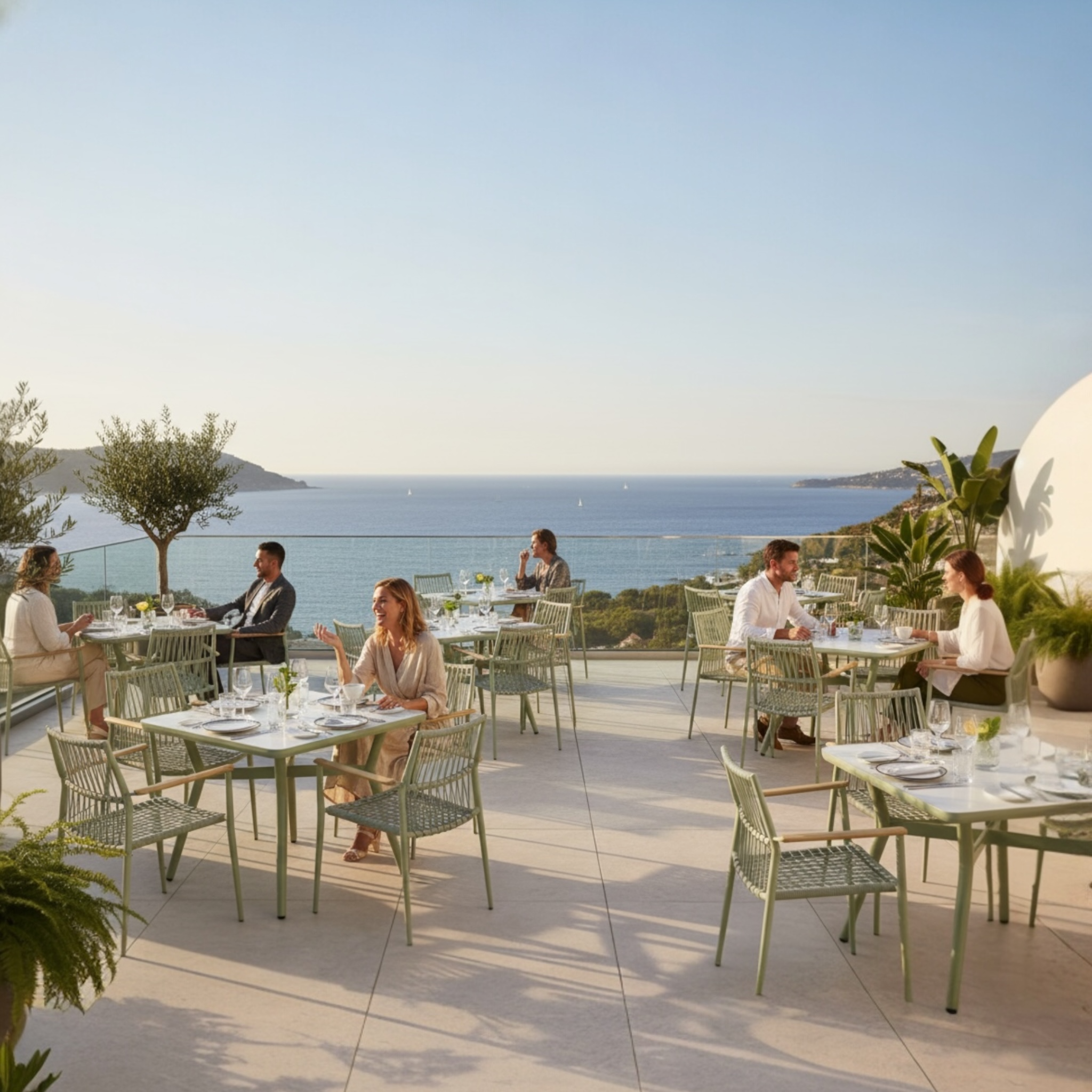 Table de terrasse carrée en aluminium vert L90 - SARRAN
