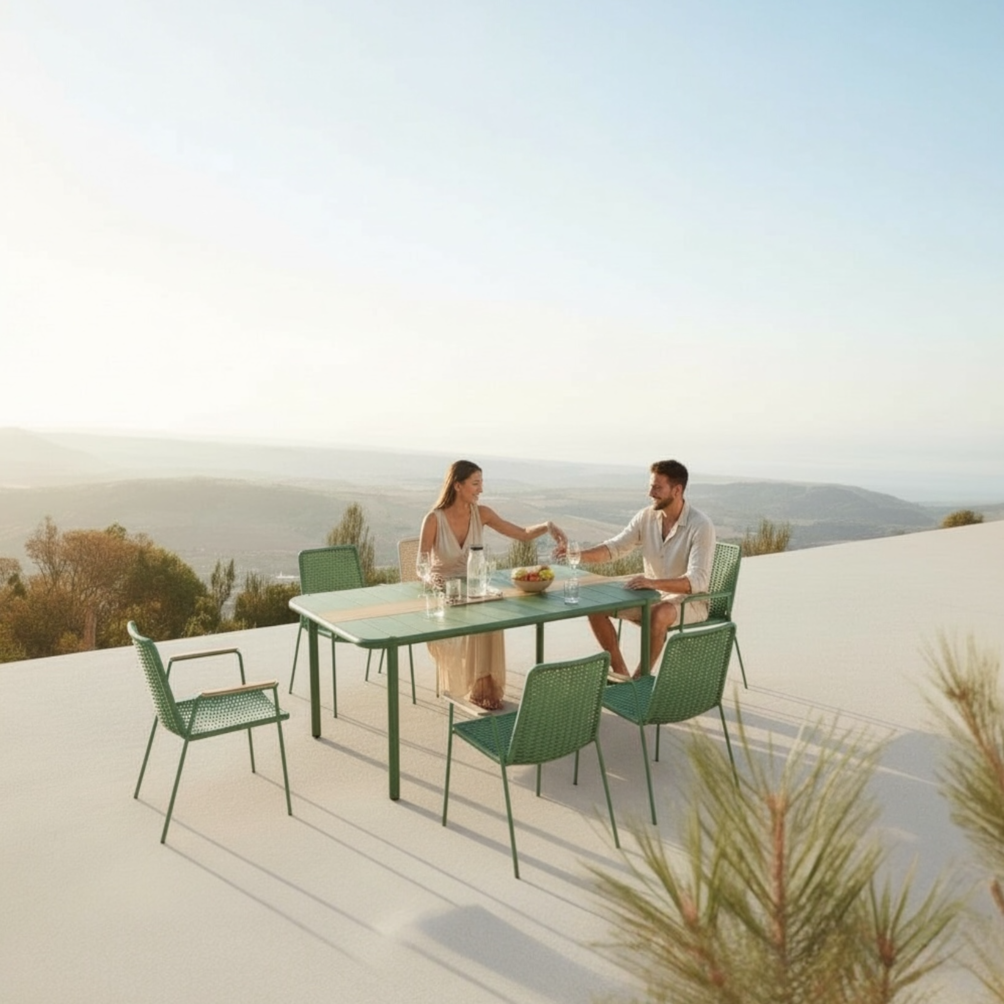 Table repas extérieur en aluminium - SARRAN VERT