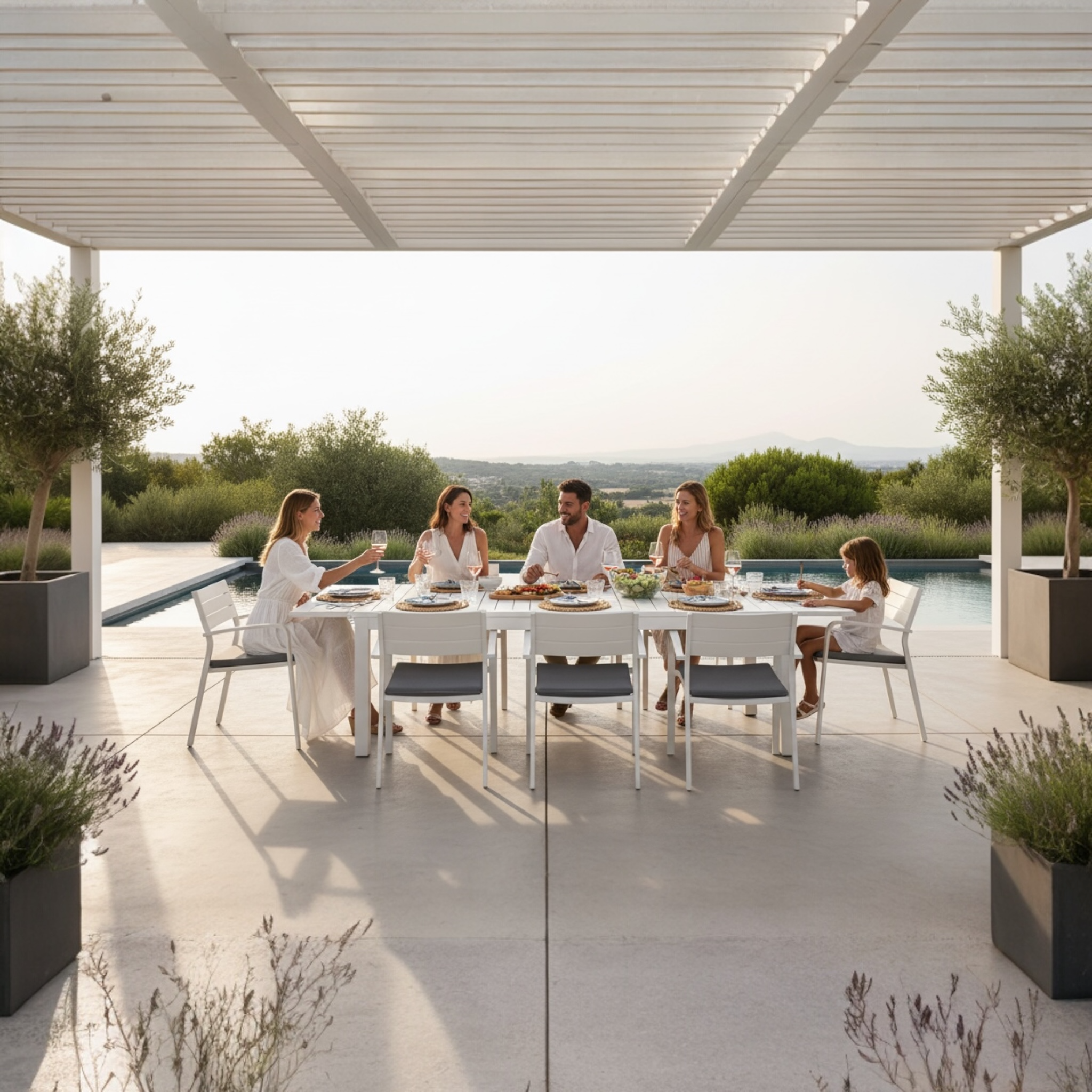 Table extensible extérieur en aluminium - FILLY BLANC