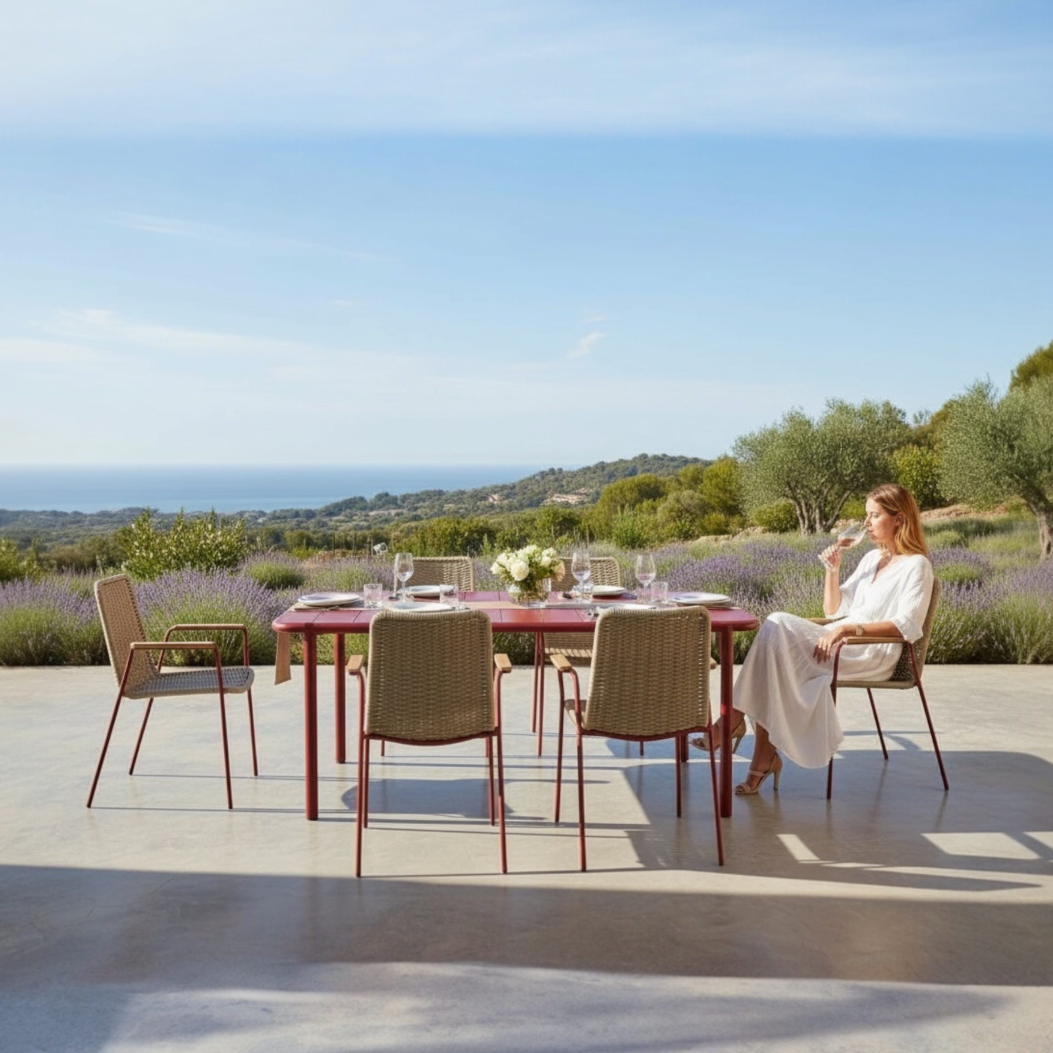 Table repas extérieur en aluminium - SARRAN ROUGE