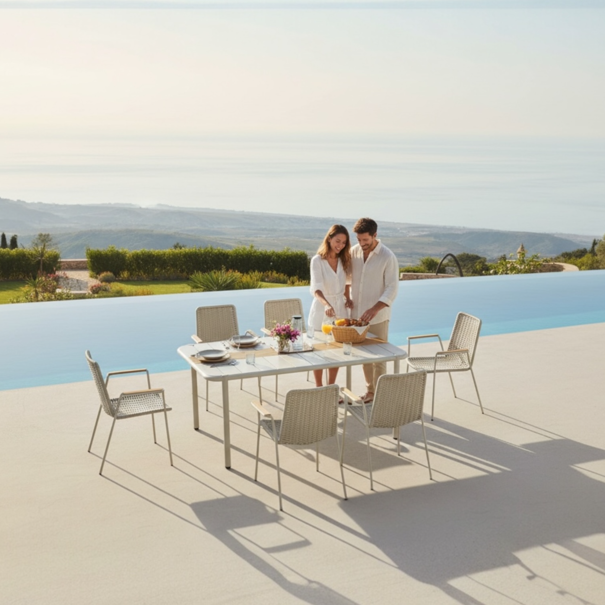 Table repas extérieur en aluminium - SARRAN BEIGE