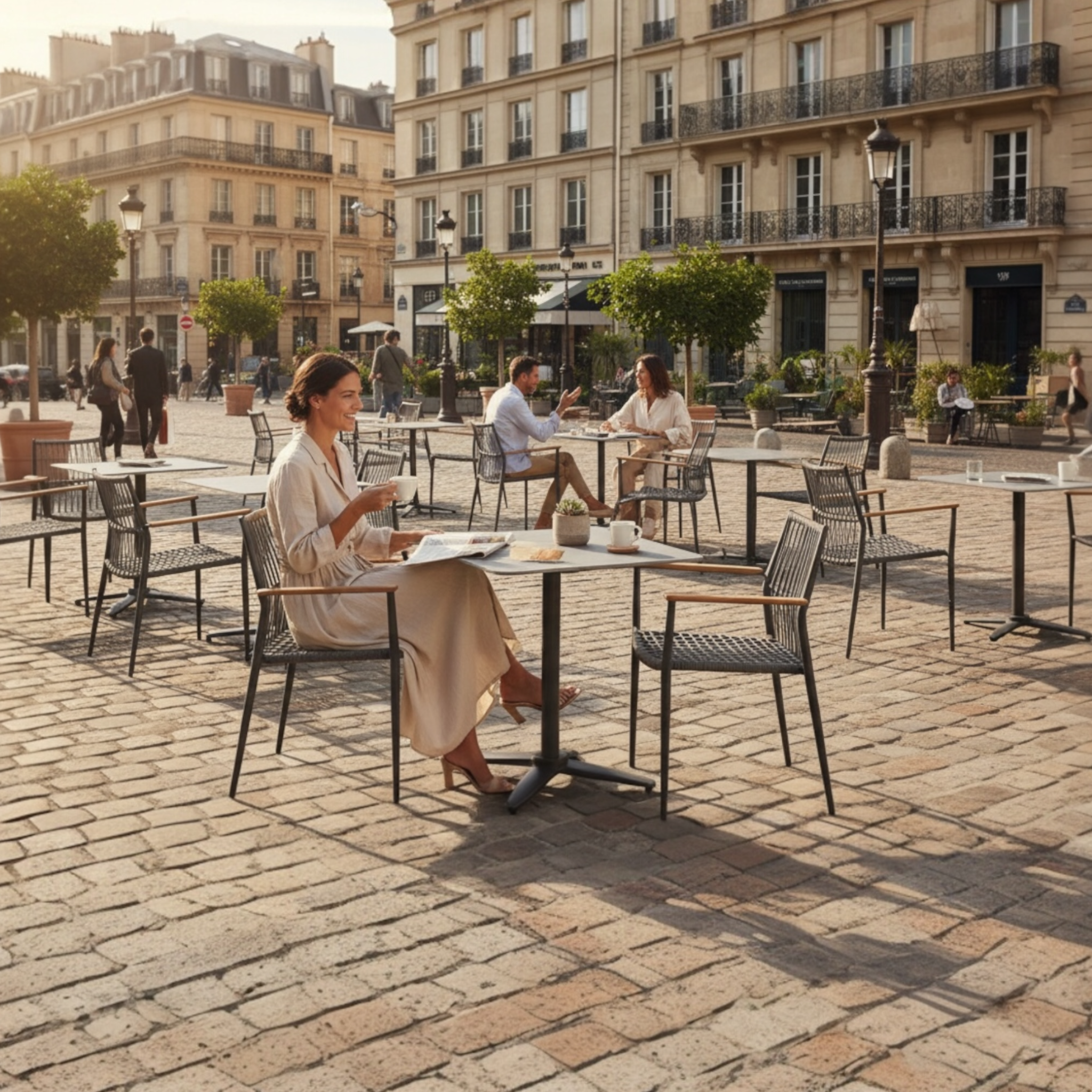 Table bistro carrée en aluminium noir - SARRAN