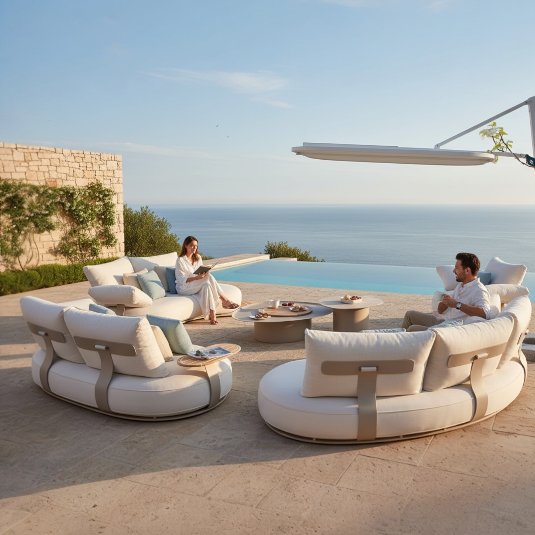 Salon de jardin modulable luxe design en aluminium 7-8 places - ELYO XL